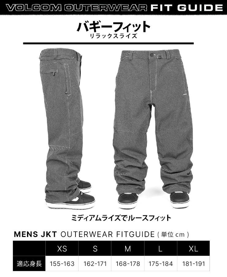 スノーボード パンツ ワイド グレー S 一度着用 美品 耐水20000 即発送 VOLCOM（ボルコム） 24-25 VOLCOM/ボルコム ARTHUR 20K pant 着用説明