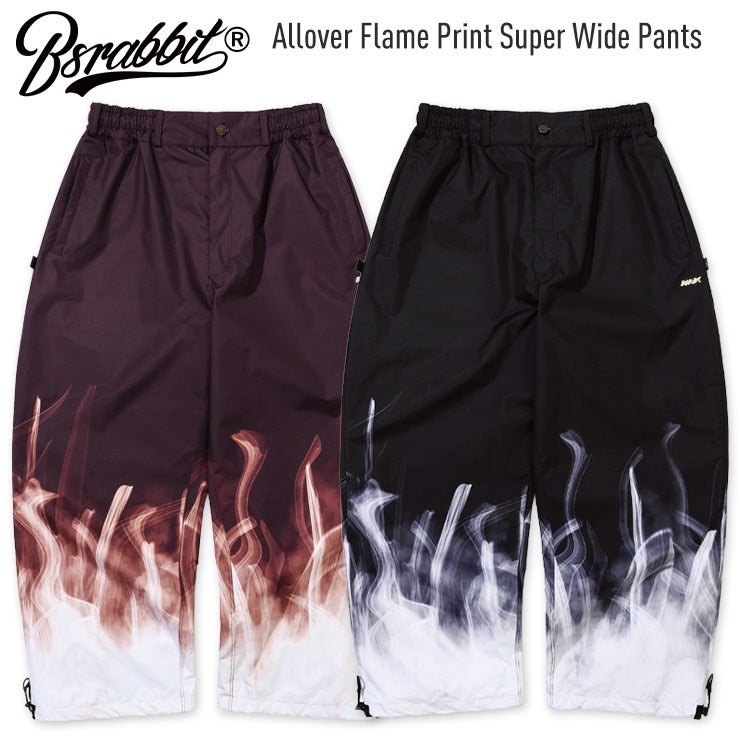 2027 BSRABBIT ビーエスラビット Allover Flame Print Super Wide